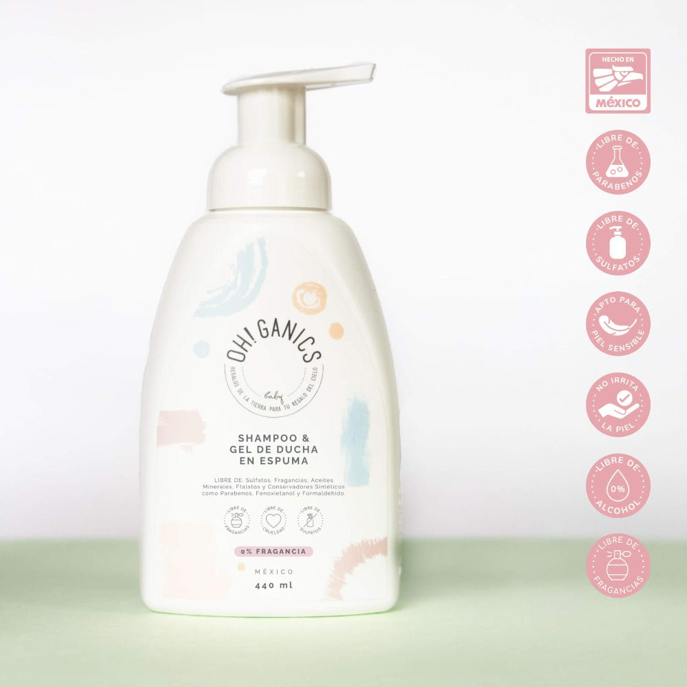 Shampoo & Gel De Ducha En Espuma Sin Fragancia 440 ml