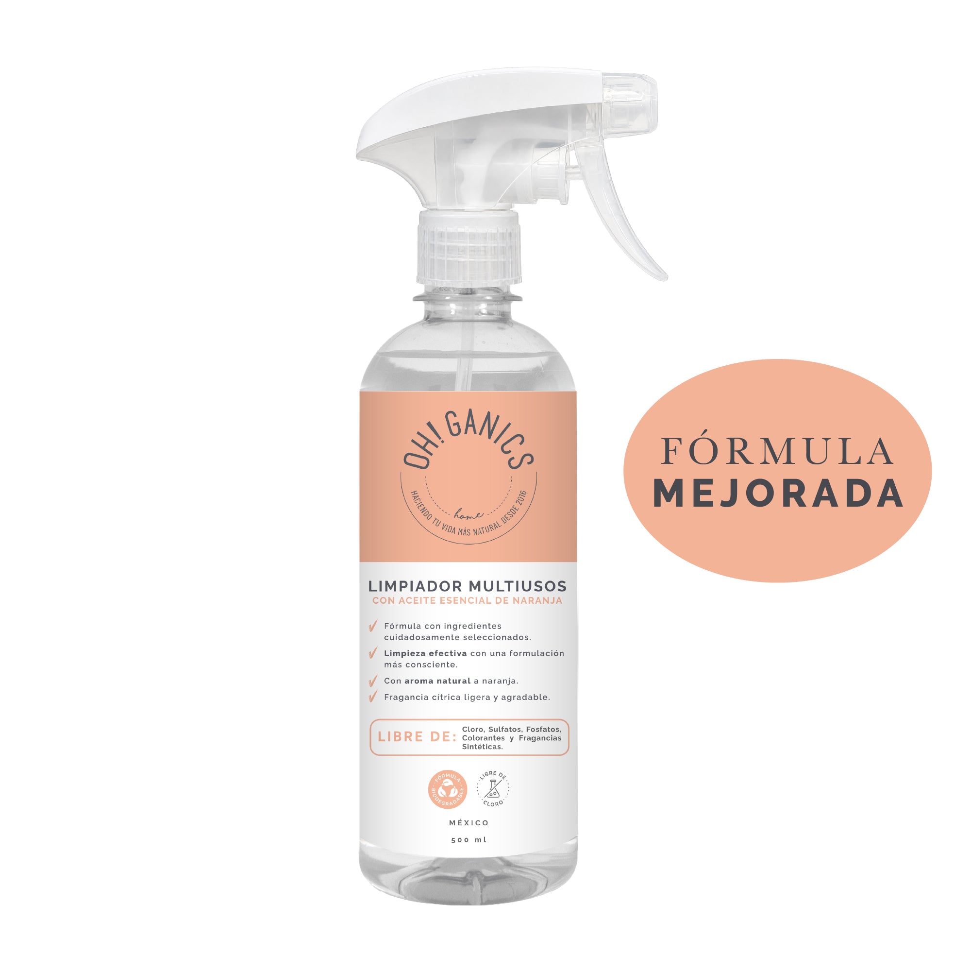 Limpiador Multiusos Con Aceite Esencial Naranja 500 ml