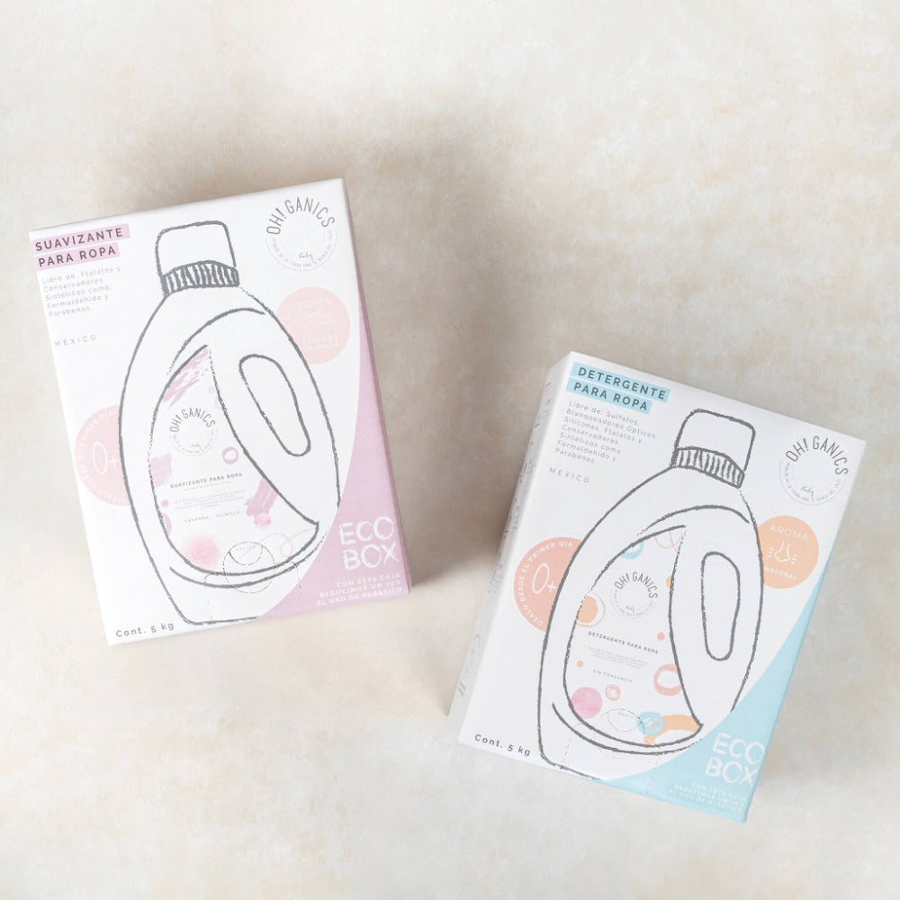 Ecobox Duo Suavizante Lavanda Vainilla 5 L + Detergente Natural Sin Fragancia 5 L